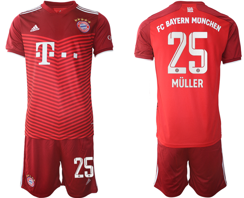 Men 2021-2022 Club Bayern Munich home red #25 Soccer Jersey